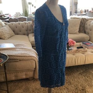 Blue lace shift dress